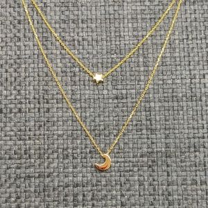 Sun and moon double necklace